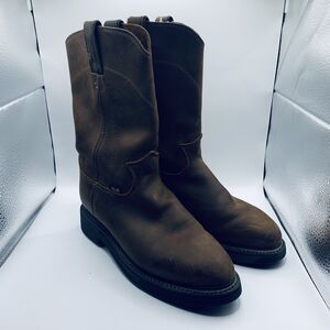 Justin 4740 Mens Brown Round Toe Leather Mid Calf Work Boots Size 8 B